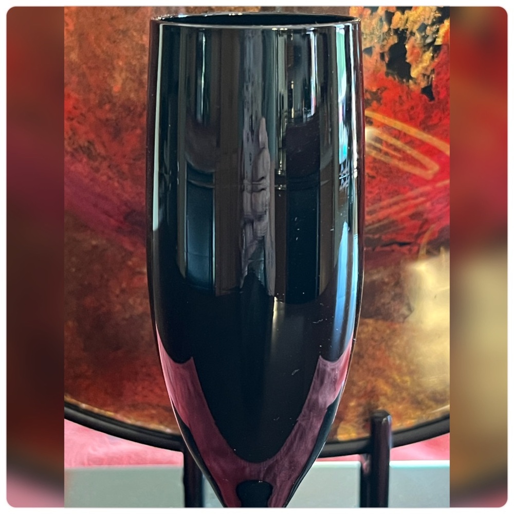 Libbey-Vtg. Black Amethyst Champagne Pair. - Picture 4 of 6